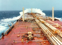 Product carrier in rough sea condition